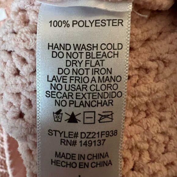 Double Zero Chunky Frayed Cropped Oversized‎ Sweater Size Medium Blush Pink - Picture 6 of 8